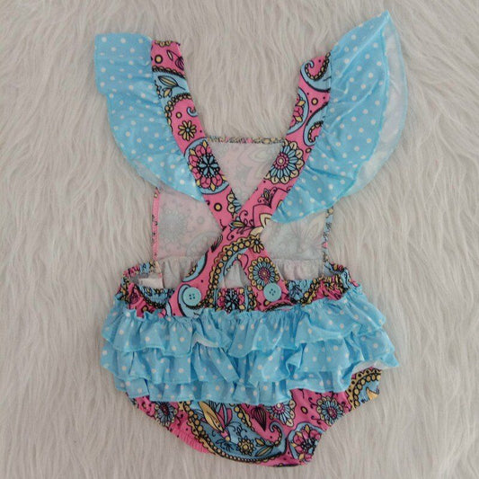 blue baby girls romper