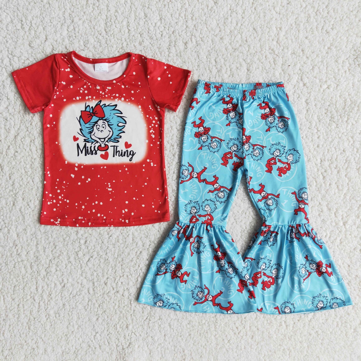 Red Cat Blue bell pants girls outfits
