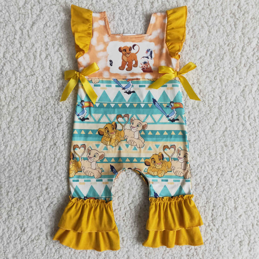 yellow Boutique lion girls romper