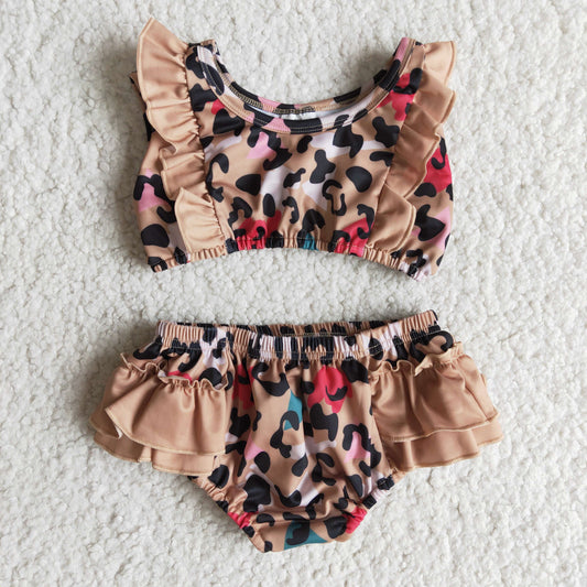 Leopard polka dots 2pc girls summer Swimsuit