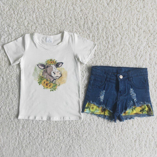 cow flowers jeans Short Outfits