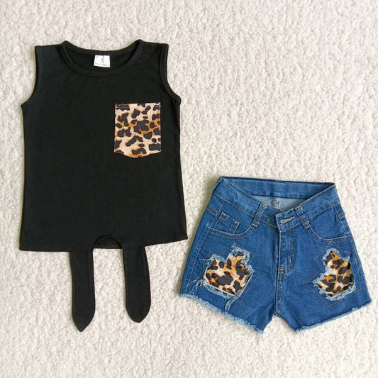 black leopard jeans Short Outfits