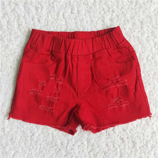 summer red short jeans