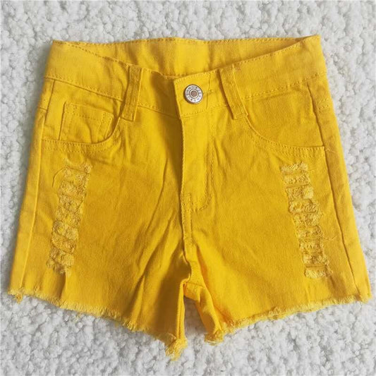 summer yellow short jeans