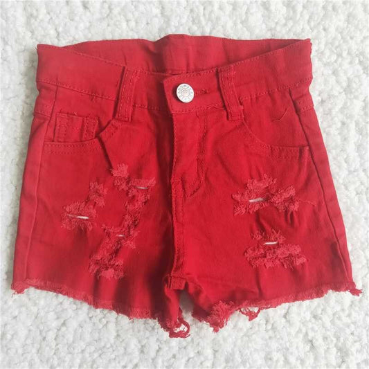 summer red with pocket short jeans