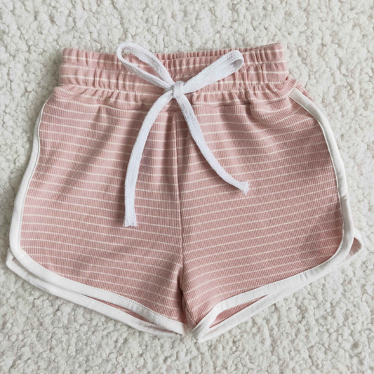 pink 100% cotton stripe shorts