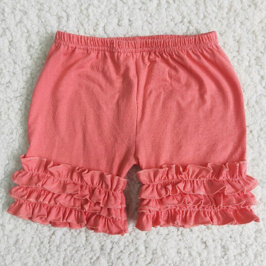 coral ruffle girls short