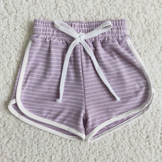 Purple 100% cotton stripe shorts