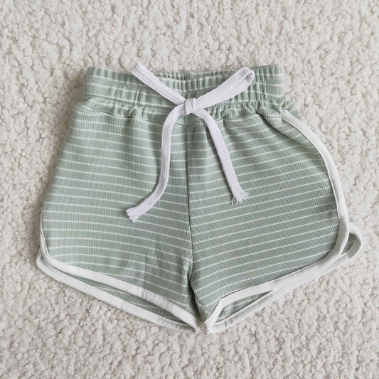 Light green 100% cotton stripe shorts