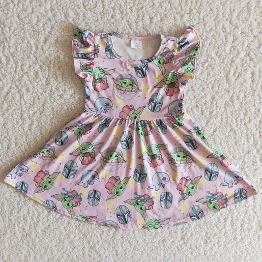 Pikn Green Cartoon Ruffle big skirt