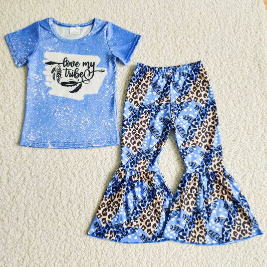 blue flowers Boutique girl outfits