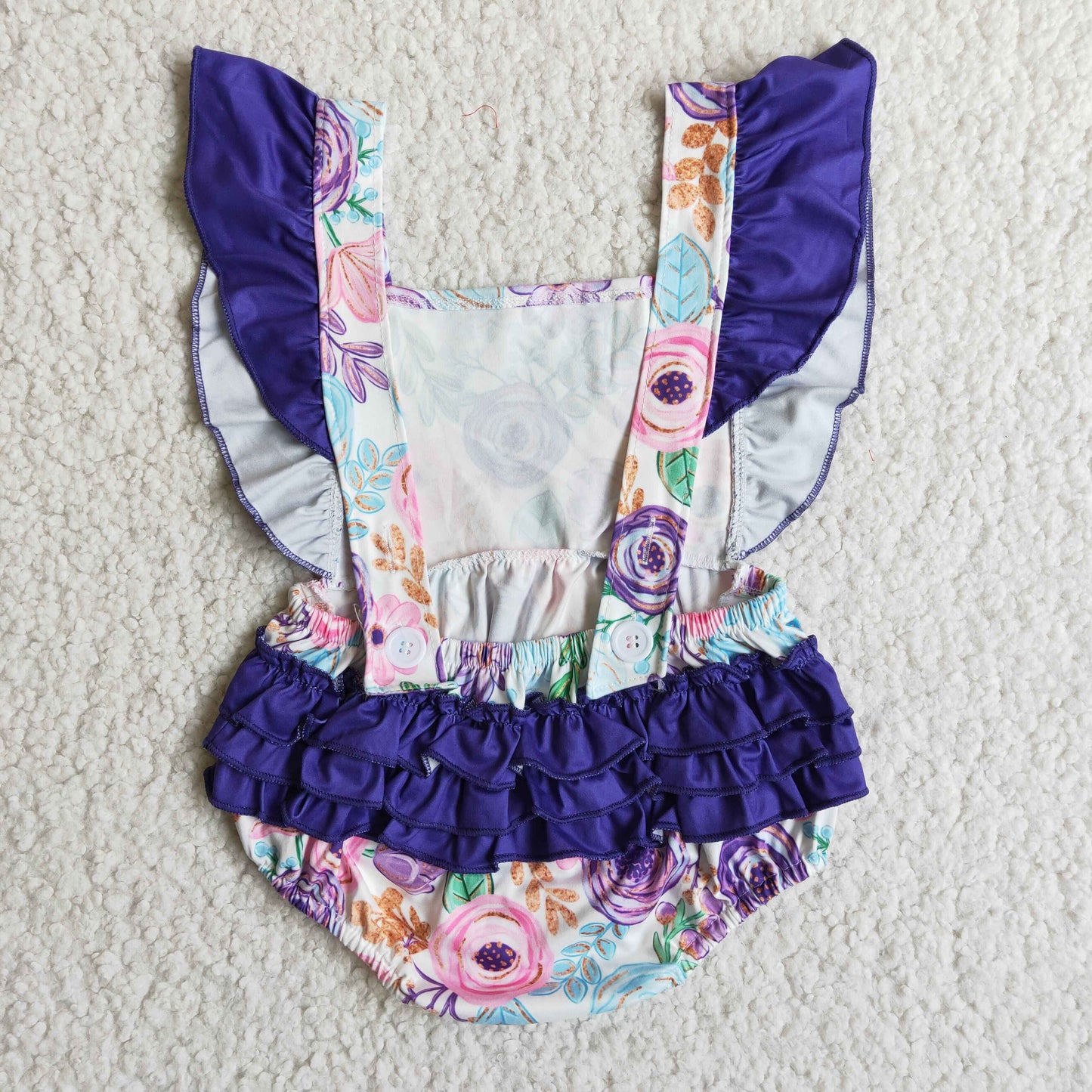 purple flowers baby girls romper