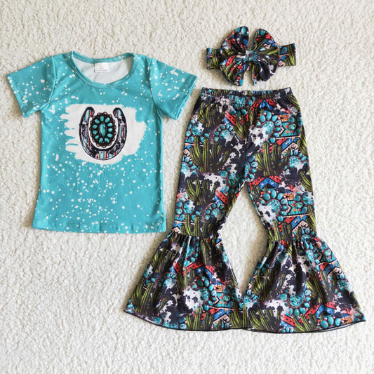 Cactus bell pants girl outfits with bow