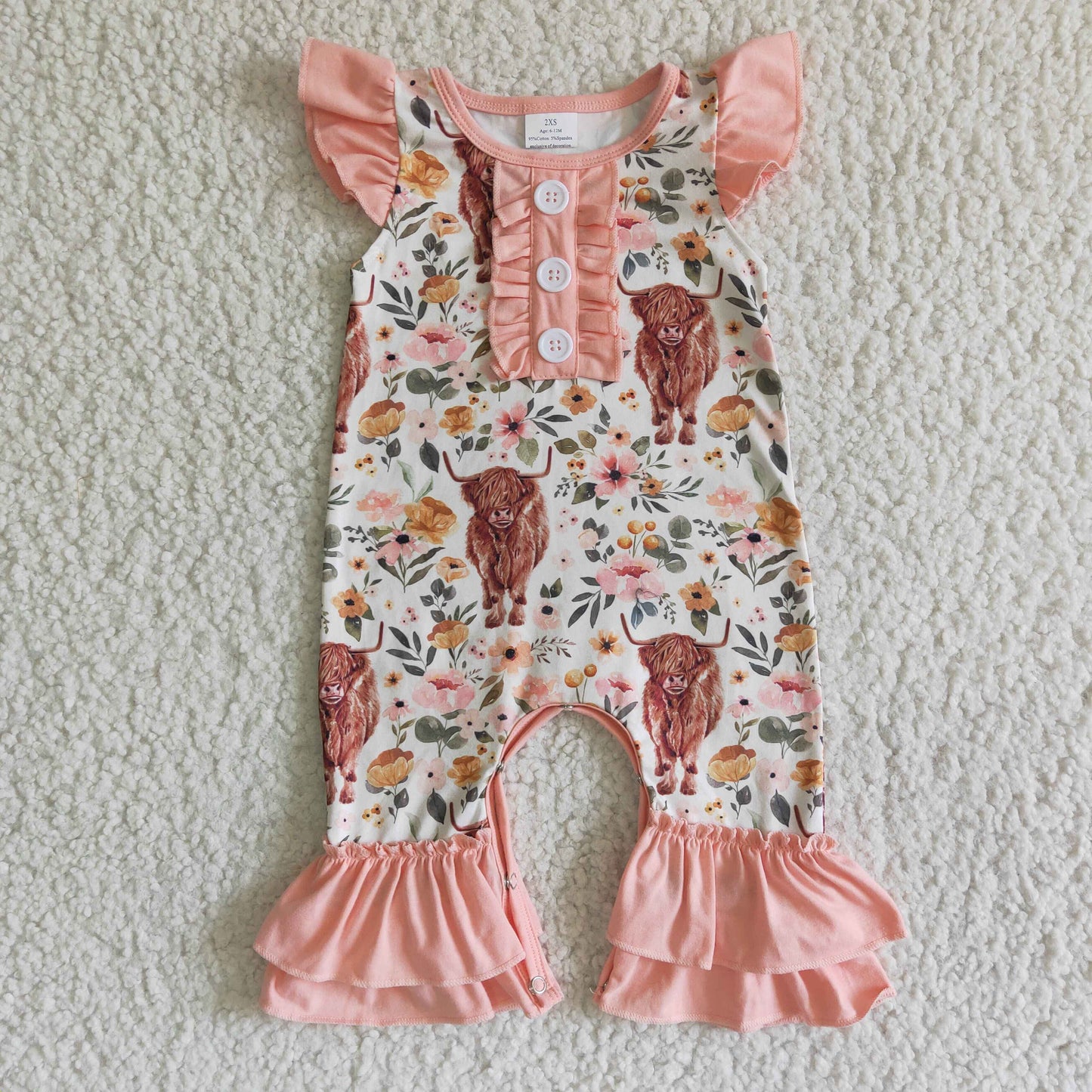 Flowers cow baby romper