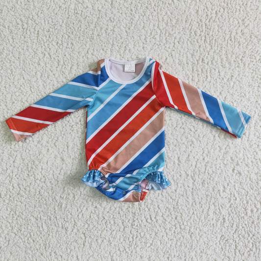 Colorful stripes girls summer Swimsuit
