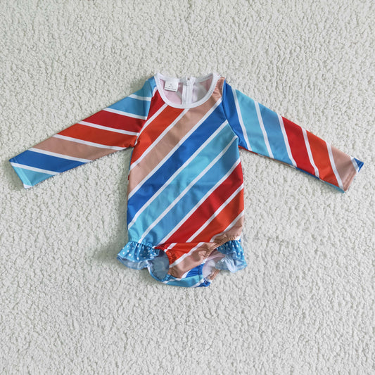 Colorful stripes girls summer Swimsuit
