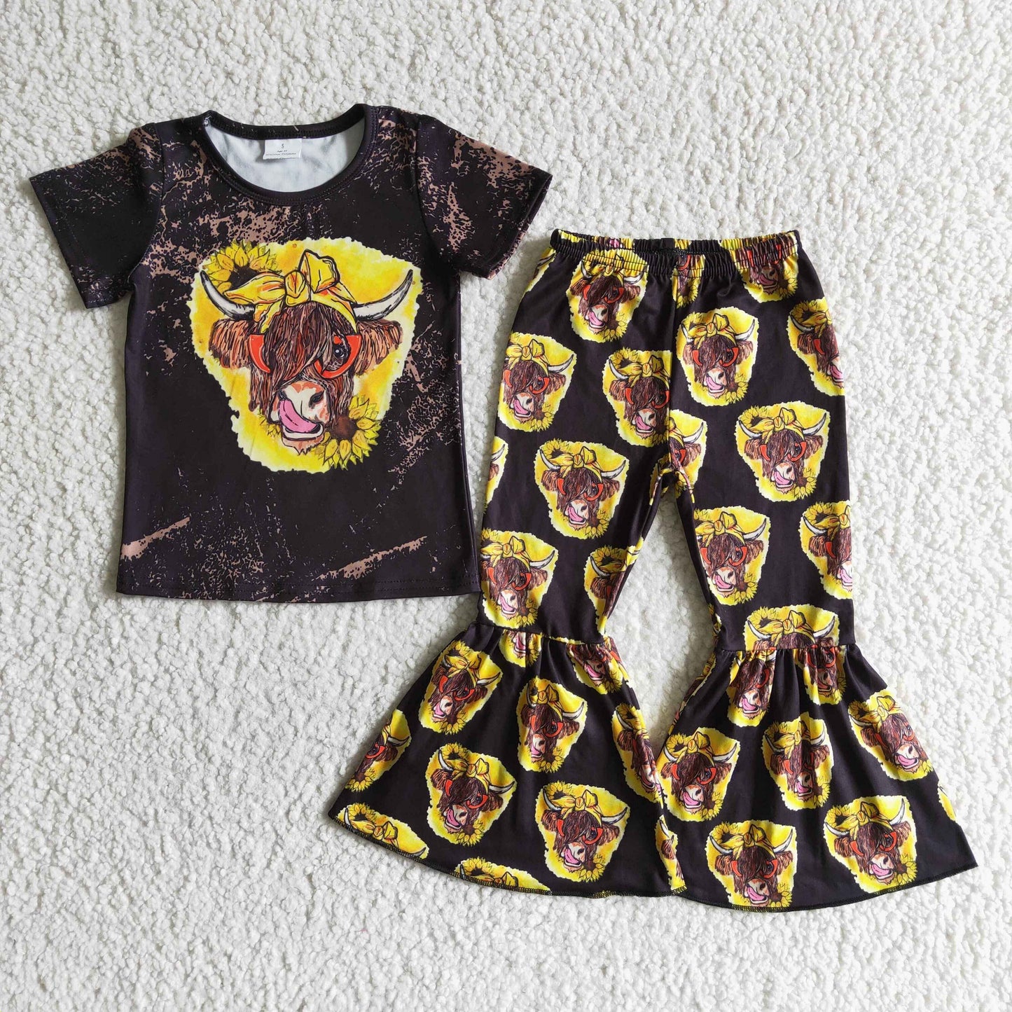 Sunflowers cow Boutique girl outfits