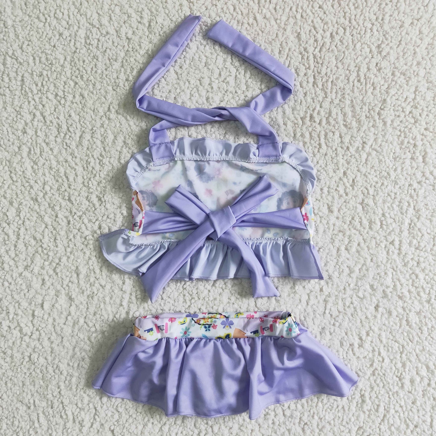 Purple Cartoon 2pc girls summer Swimsuit