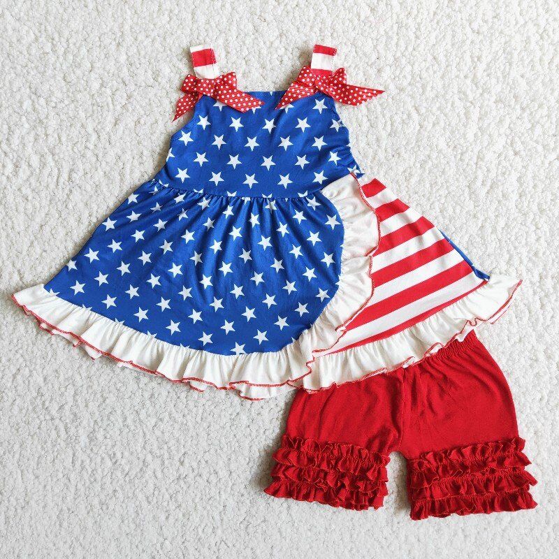 July of 4 Star Ruffle girl summer set