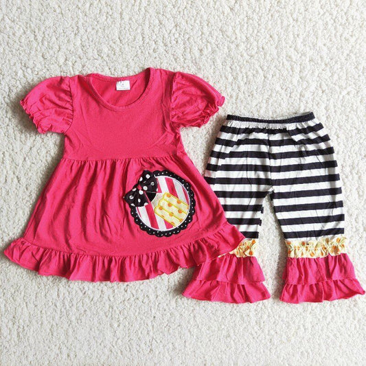 Back To School Pencil Embroidery Pink Set
