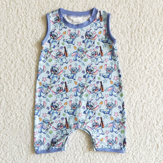 Blue Cartoon Boy romper