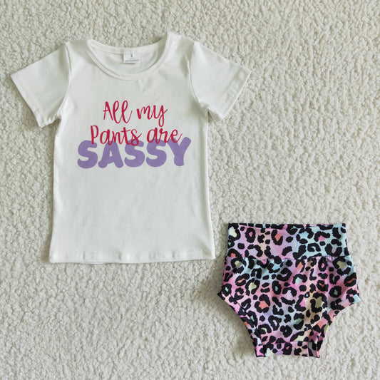 Aee my pants are SASSY Leopard girls set Bummies