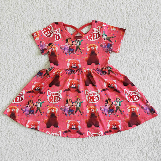 Big Skirt Red Cartoon Girls Dress