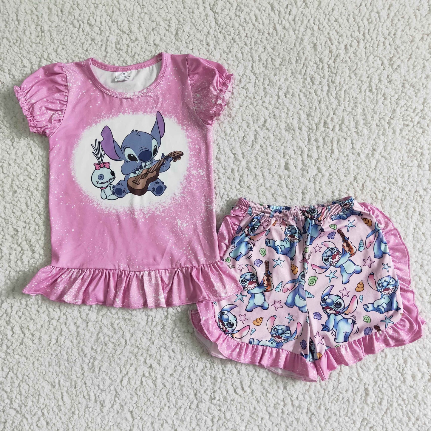 New Pink Cartoon girls summer set