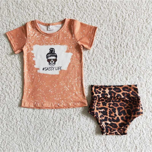 Leopard SASSY LIFE Girls Bummies Set