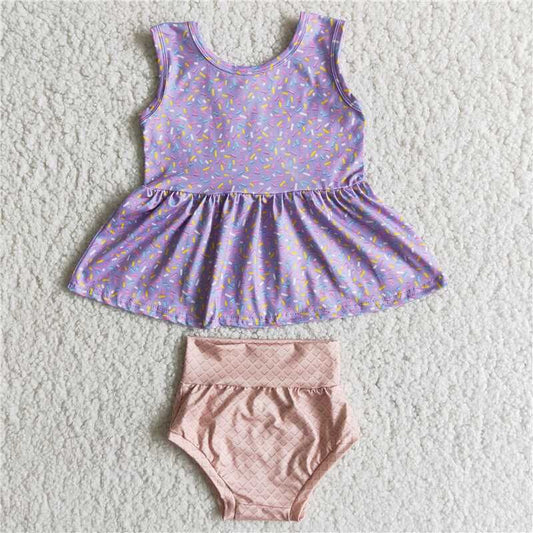 Purple Girls Bummies Set