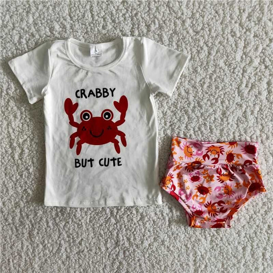 Crab Pattern Girl's Bummies Set