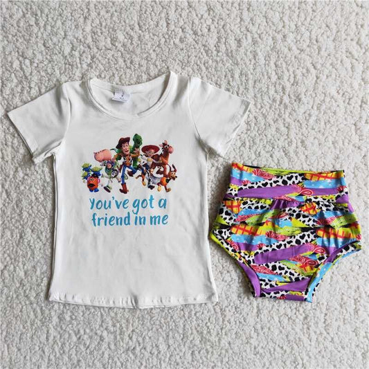 Cartoon Girl's Bummies Set