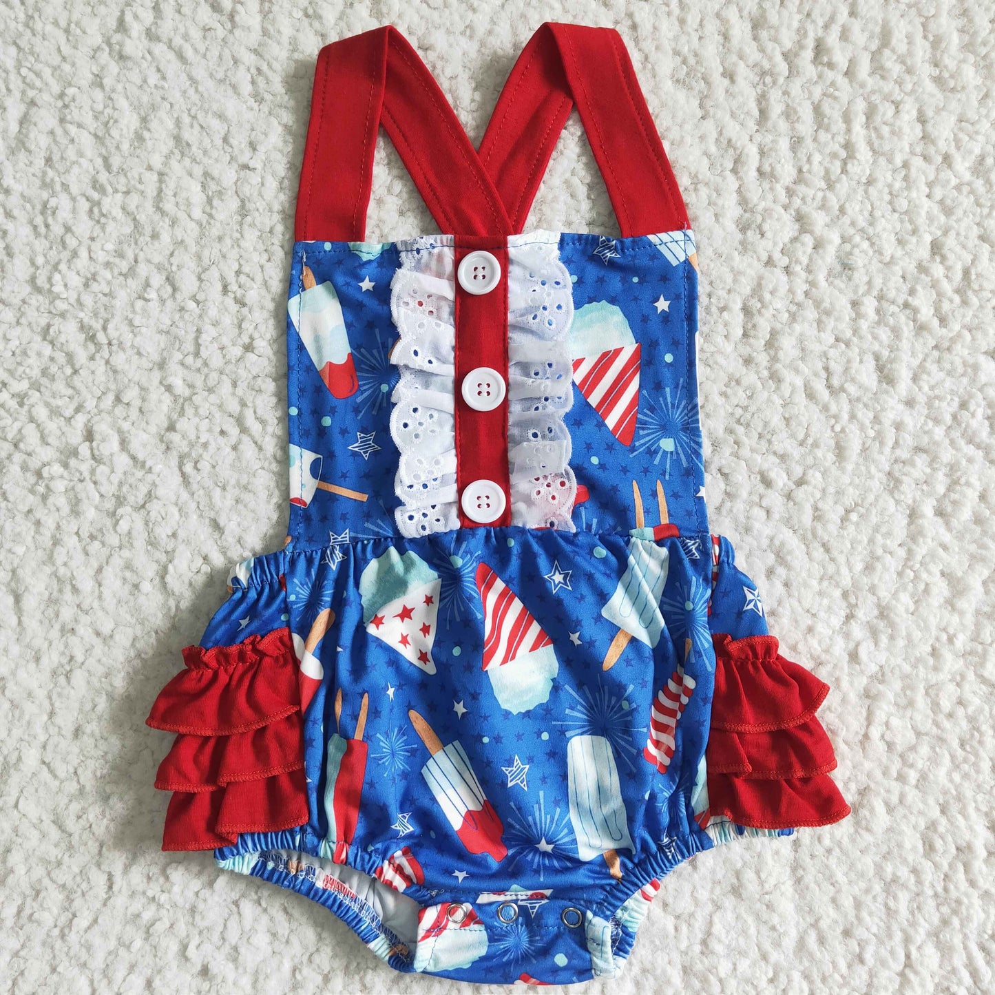 Red July of 4th baby girls romper