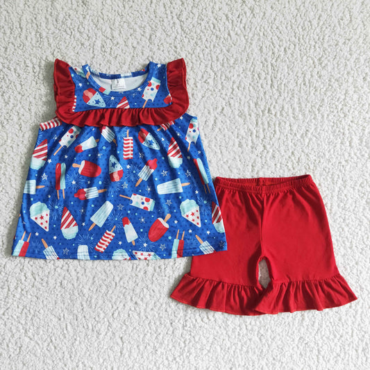 July of 4th Red Short Ruffle summer set