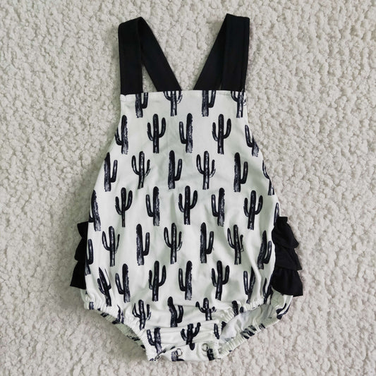 Girls Black Cactus Baby Romper