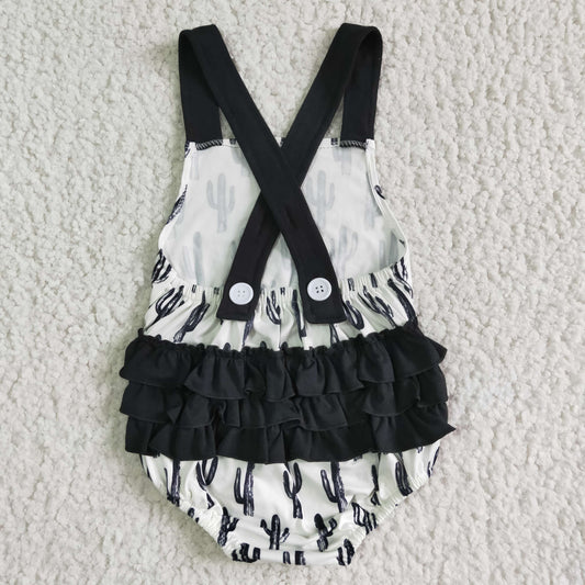 Girls Black Cactus Baby Romper