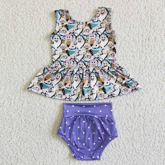 Purpls Dots Girl's Bummie Outfit