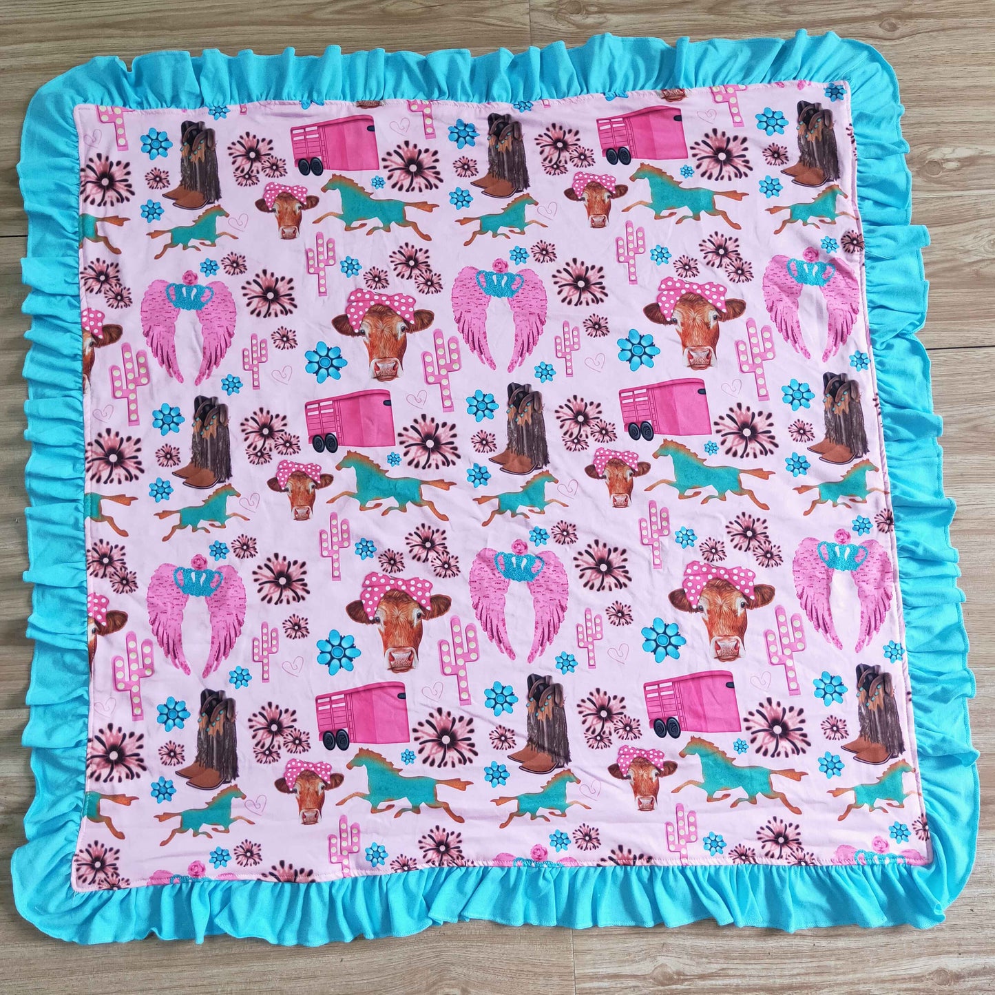 Blue Flowers boots Blanket