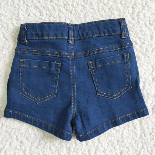 summer with pocket short Dark Blue jeans