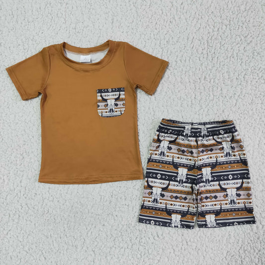 Boy Western Striped Cow Summer Set