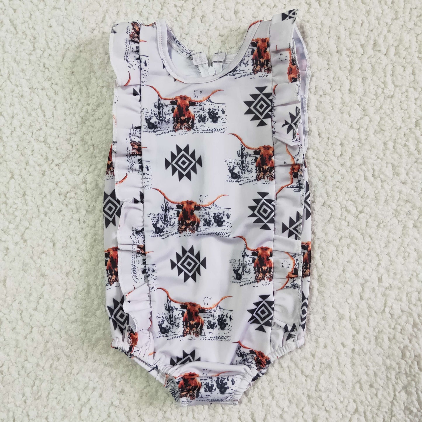 Girls Cow romper Swimsuit