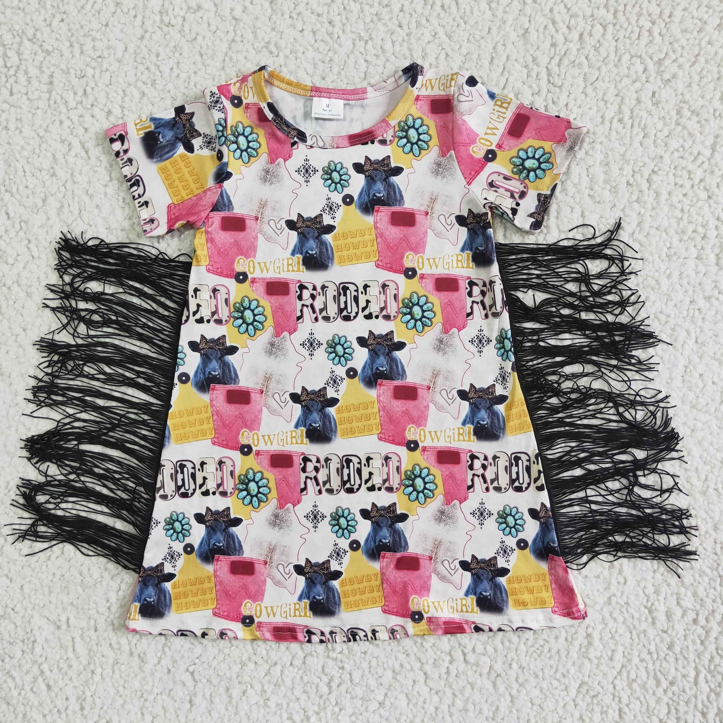 Cow Rodeo With Tassel Girls's Dress