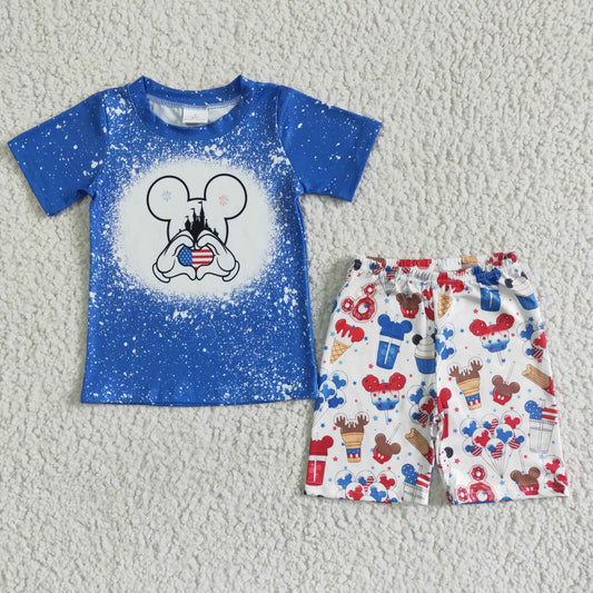 Blue July Of 4th Cartoon Boy Summer Set