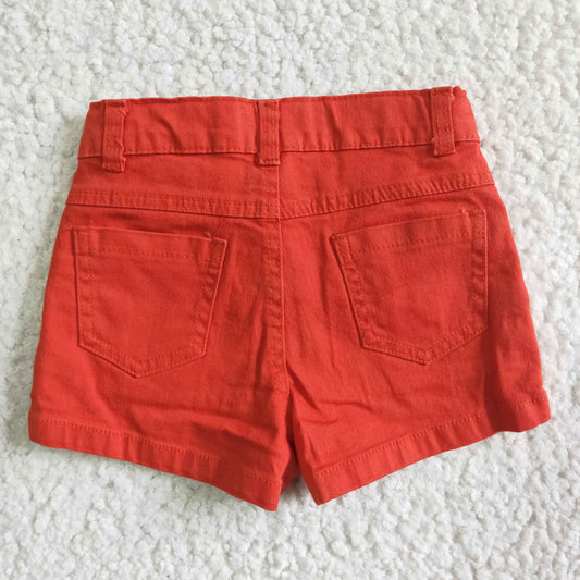 summer Orange Red with pocket short jeans