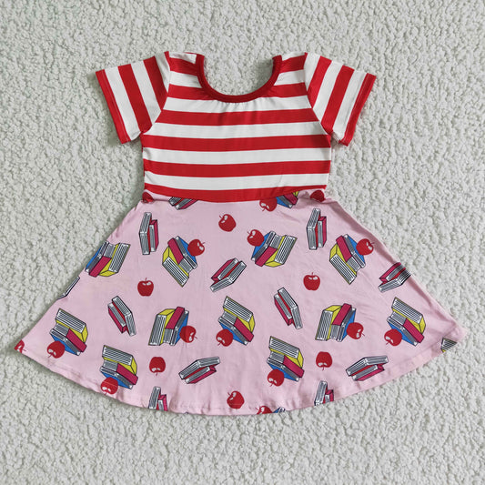 Summer Back To Schoo Red Stripe Girl Skirt