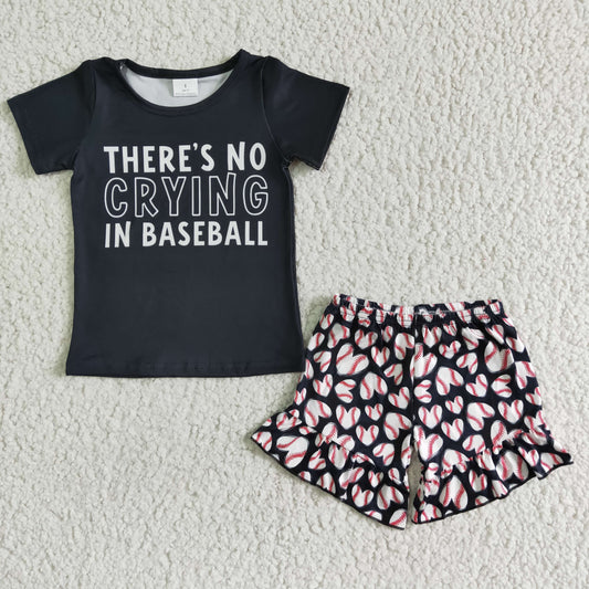 Back Baseball Ruffle Girls Summer Set