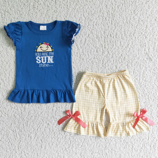 Embroidered YOU ARE MY SUNSHINE Girls summer set