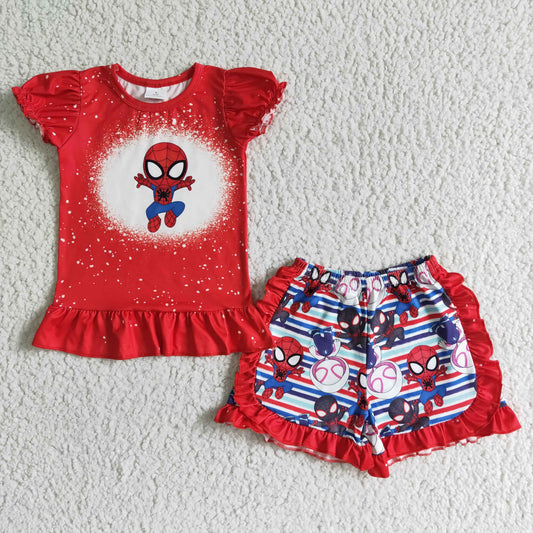 Red Cartoon Pattern Summer Set