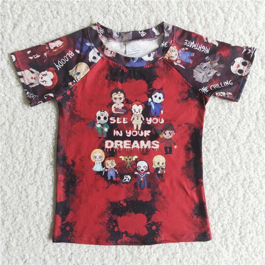 Halloween Red Cartoon Pattern Boy Shirt