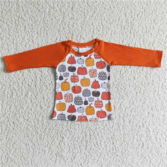 Halloween Solid Orange Pumpkin Boy Shirt